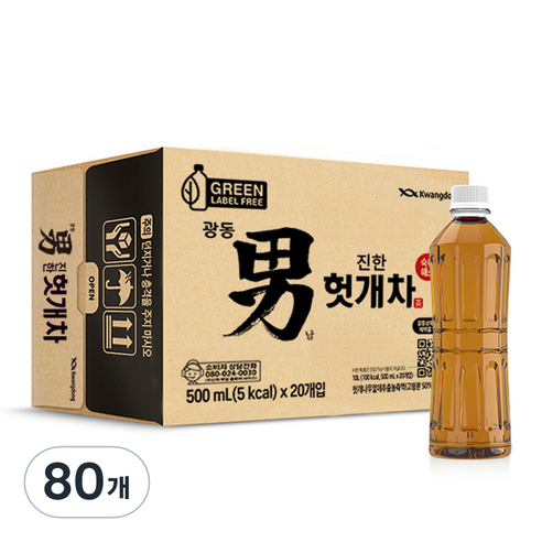 광동진한헛개차 그린 무라벨, 500ml, 80개