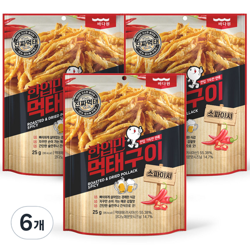 바다원 한입만 먹태구이 스파이시, 6개, 25g