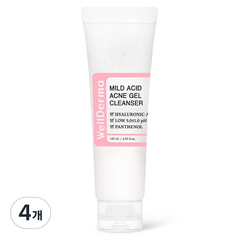 웰더마 지플러스 약산성 마일드 에시드 아크네 젤 클렌저, 120ml, 4개