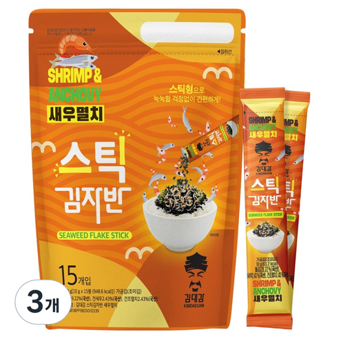 김대감 스틱 김자반 새우멸치 15p, 150g, 3개