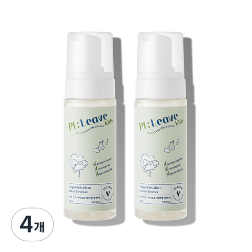 플리브 비건 키즈 마이크로 페이셜 클렌저 로우알러젠향, 150ml, 4개
