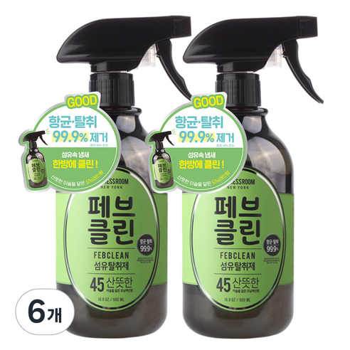 더블유드레스룸 페브클린 섬유탈취제 No.45 모닝레인, 500ml, 6개