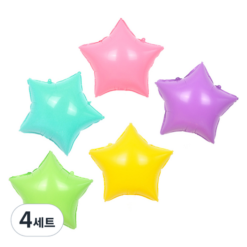파티쇼 파스텔 별 풍선 5종 세트, 민트, 핑크, 옐로우, 라임, 라벤다, 4세트