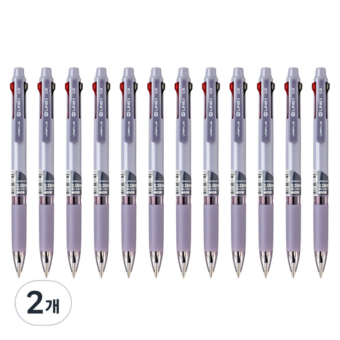 라인플러스 M3 3색볼펜 0.38mm 12p, 다크퍼플, 2개