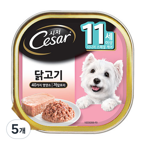 시저 반려견 주식캔 시니어 11세 이상 닭고기, 닭, 100g, 5개