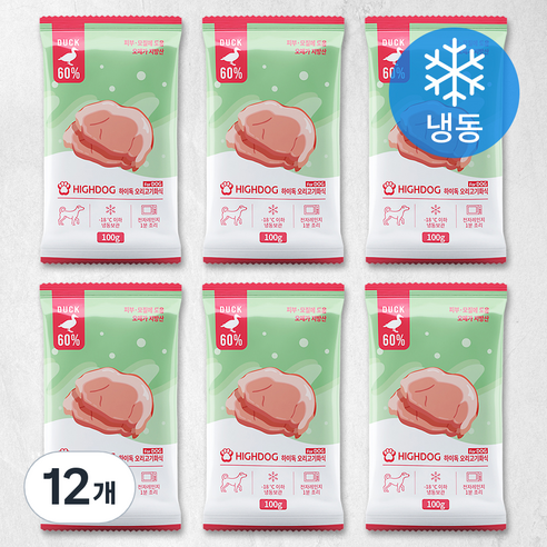 하이독 강아지 화식사료 (냉동), 오리, 12개, 100g