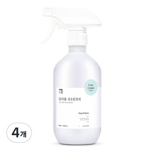 살림백서 딥퍼퓸 섬유탈취제 본품, 500ml, 4개, 코지코튼
