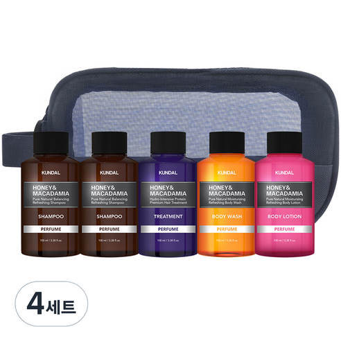 쿤달 여행용 5종 세트 A타입 샴푸 2개 포함 베이비파우더향, 4세트