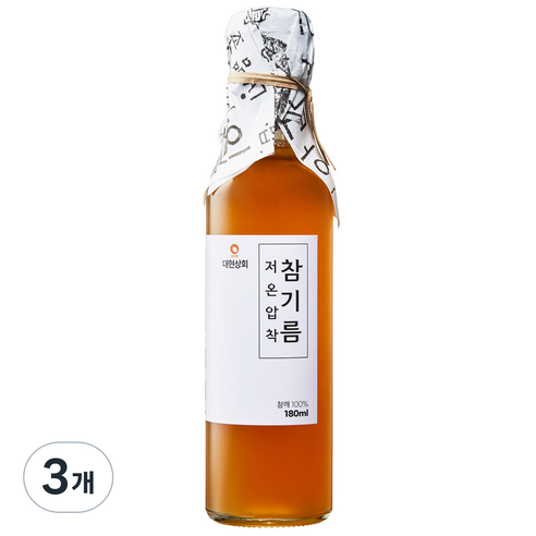 대현상회 저온압착 참기름, 3개, 180ml
