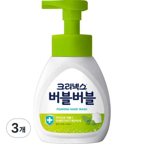 크리넥스 버블버블 핸드워시 힐링그린, 250ml, 3개