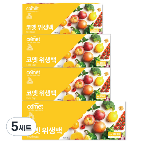 코멧 위생백 소형 17 x 25 cm 100p + 중형 25 x 35 cm 100p x 2p + 대형 30 x 45 cm 100p 세트, 혼합, 5세트