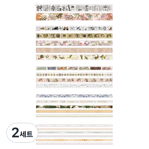 데이소이 레트로 감성 데코 테이프 2m 22p 세트, 네이처, 2세트