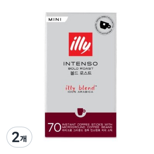 일리 인텐소 볼드 로스트 미니 원두 인스턴트 커피 스틱, 70개입, 2개