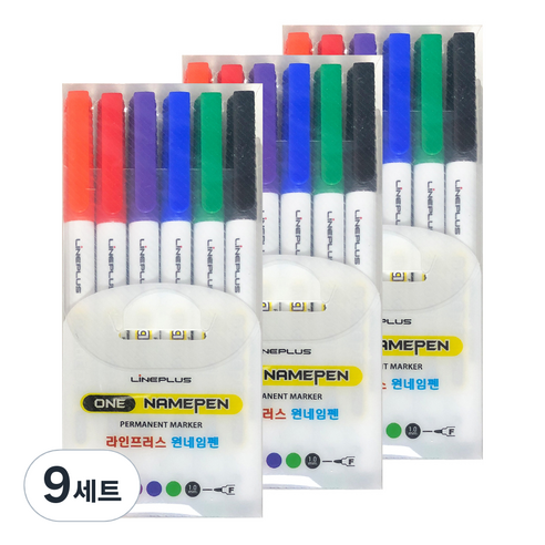 라인플러스 원네임펜 6종 세트, 혼합색상, 54개