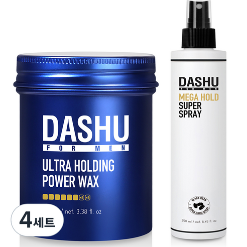 다슈 포맨 프리미엄 울트라 홀딩 파워 헤어 왁스 100ml + 다슈 포맨 프리미엄 메가 홀드 슈퍼 스프레이 250ml, 4세트