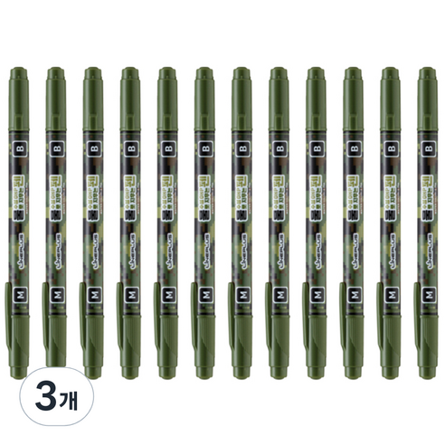 라인플러스 OHP펜 1mm 물펜MB 3.0mm 12p, 흑색, 3개