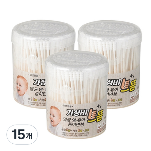 가성비를추구하는사람들 으뜸 멸균 유아 종이면봉, 300개입, 15개