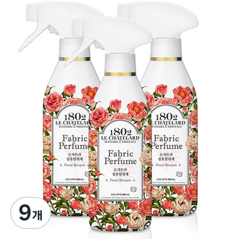 르샤트라1802 섬유탈취제 피오니부케 본품, 400ml, 9개, 피오니 부케