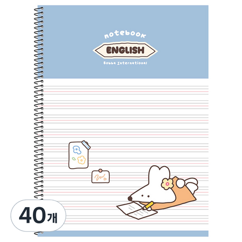 뭉구 1000 보바 스프링 영어노트, 블루, 40개