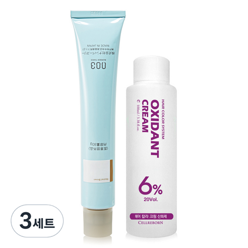 넘버쓰리 리크로마 패션 그레이 염색제 + 산화제 100ml, 3/0N, 3세트