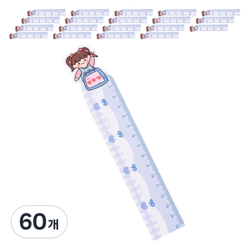 마켓감성 문구용품 휘어지는 눈금자, 파란소녀, 60개