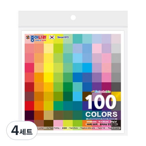 종이나라 단면 색종이 + 케이스, 100색, 400개