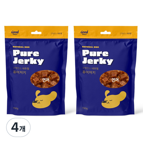 굿밸런스 강아지 네츄럴 퓨어 져키, 연어, 150g, 4개