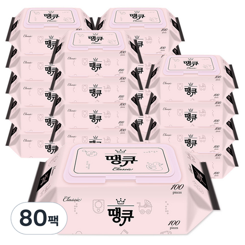 땡큐 물티슈 캡형, 100매, 80팩