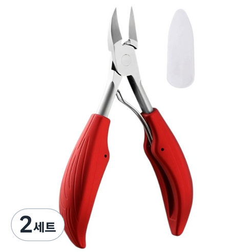 편한 그립감 두꺼운 발톱깎이 관리 니퍼, 레드, 2세트