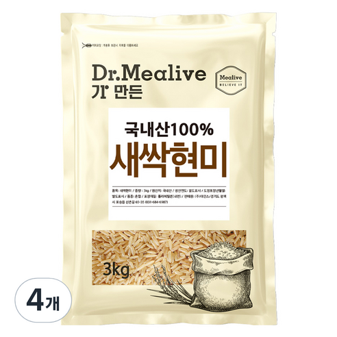 밀리브 새싹 현미, 3kg, 4개