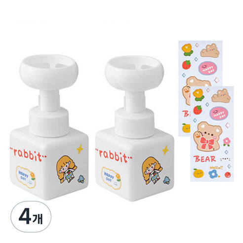 더자카 플라워 거품 핸드워시 디스펜서 250ml, 화이트, 4개