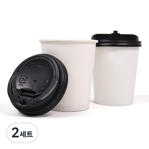 종이컵 300ml + 블랙 개폐 리드, 100개, 2세트