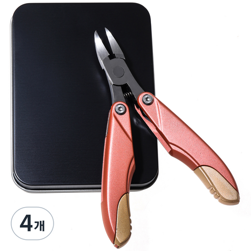 플라카 손톱깍이 발톱 접이식 니퍼 큐티클 커터 페디큐어 핸드 풋 케어 도구, ROSE GOLD, 4개