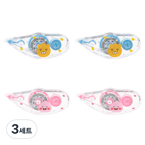 카카오프렌즈 리틀프렌즈 수정 테이프 S 2종 x 2p 세트, 라이언, 어피치, 3세트