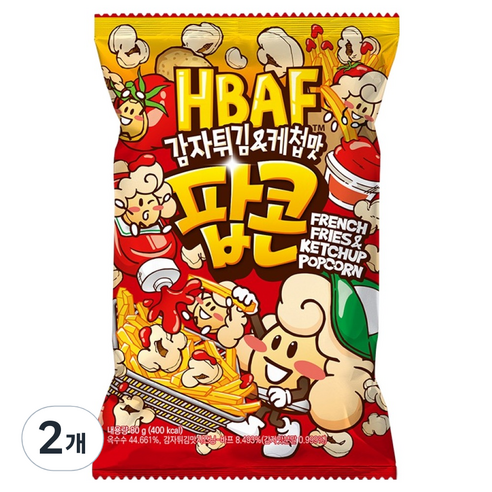 바프 감자튀김 앤 케첩맛 팝콘, 80g, 2개
