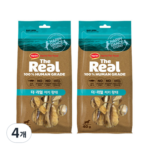 하림펫푸드 더리얼 저키 강아지 간식, 황태, 40g, 4개
