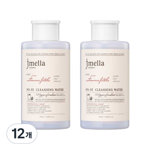 제이멜라 인 프랑스 팜므파탈 클렌징 워터, 500ml, 12개
