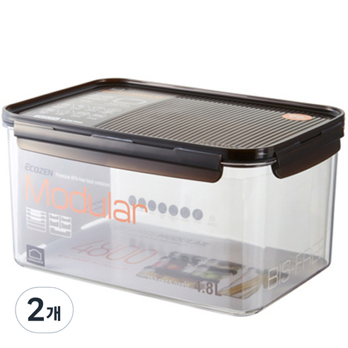 락앤락 LBF408 비스프리 모듈러 밀폐용기 직사각, 2개, 4.8L