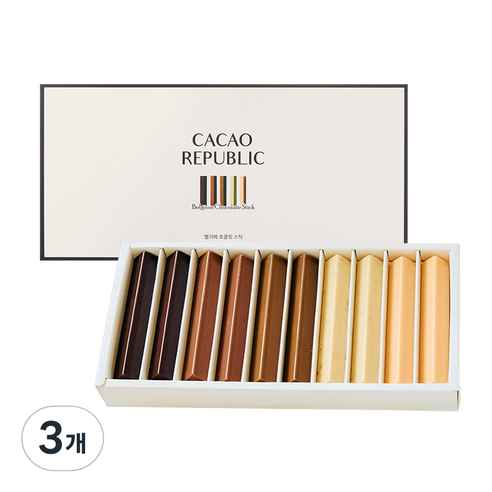 카카오리퍼블릭 벨기에 수제초콜릿 스틱 10구 선물세트, 140g, 3개