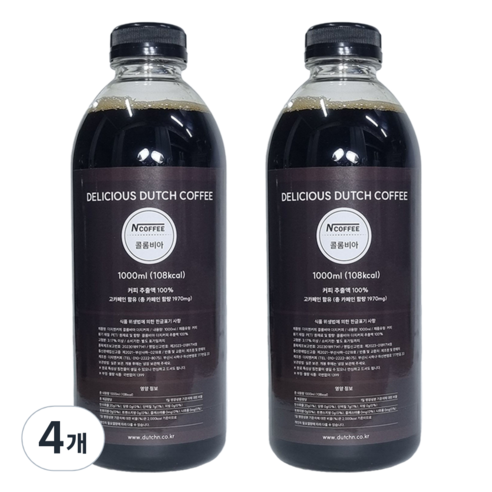 엔커피 더치커피 콜드브루 콜롬비아, 4개, 1000ml, 1개입