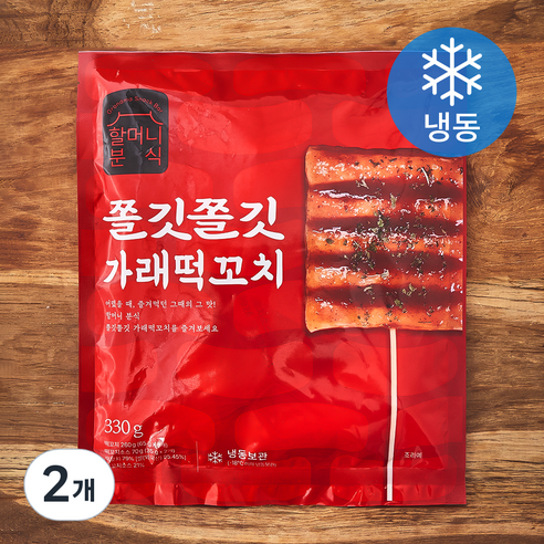 할머니분식 쫄깃쫄깃 가래 떡꼬치 (냉동), 330g, 2개, 1개입