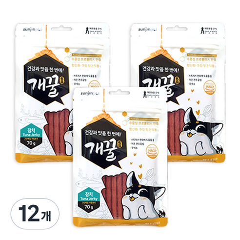 에이치디씨 개꿀 프로폴리스져키 강아지간식 70g, 참치, 12개
