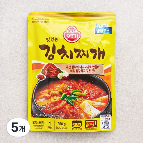 오뚜기 맛있는 김치찌개, 250g, 5개
