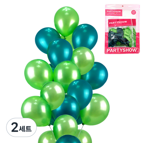 파티쇼 파티 장식 풍선 2종 x 10p 세트, 펄 에메랄드그린, 펄 라이트그린, 2세트