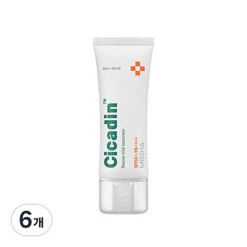 미샤 시카딘 레스큐 마일드 선크림 SPF50+ PA++++, 40ml, 6개