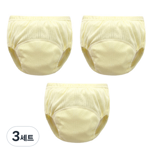 조이멀티 유아용 펀칭 단색파스텔 배변훈련팬티 3p, 옐로우, 3세트