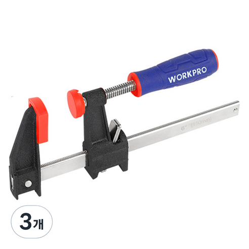 워크프로 고급 스틸퀵 클램프 150mm WP232030, 3개