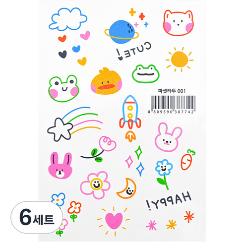 파셋 타투스티커 16종 세트, 파셋타투 001, 6세트