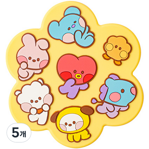 BT21 실리콘 손거울, 옐로우, 5개