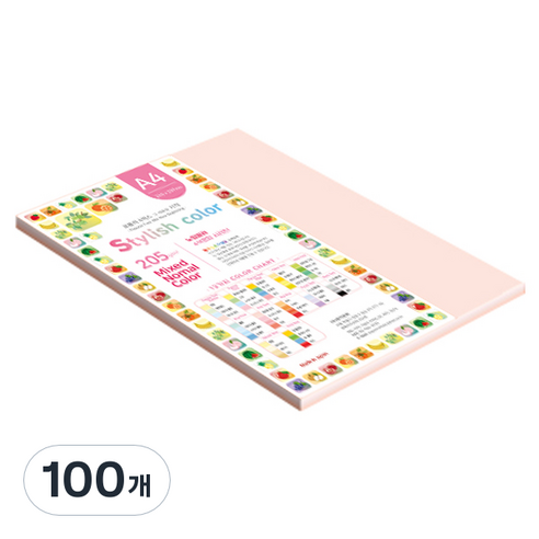 종이문화 SN 스타일리쉬 노멀 두꺼운 혼합색지 205g 07 Pink Tone, 100개, A4